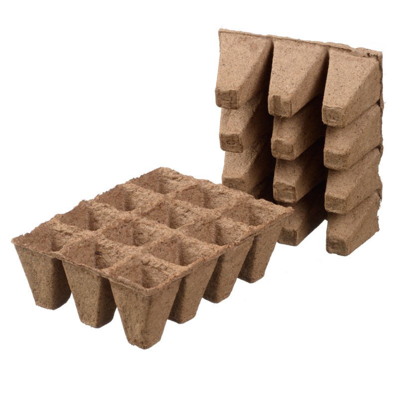Biologisch afbreekbare potjes zonder turf, tray met 12 vakjes Biologisch afbreekbare potjes zonder turf, tray met 12 vakjes