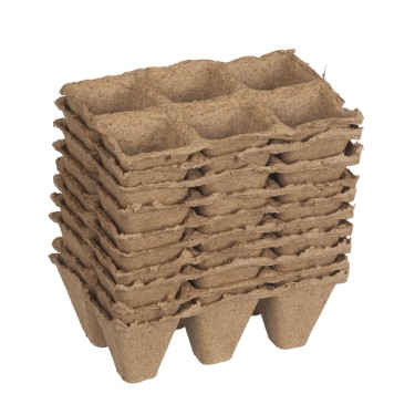 Biologisch afbreekbare potjes zonder turf, tray met 6 vakjes Biologisch afbreekbare potjes zonder turf, tray met 6 vakjes
