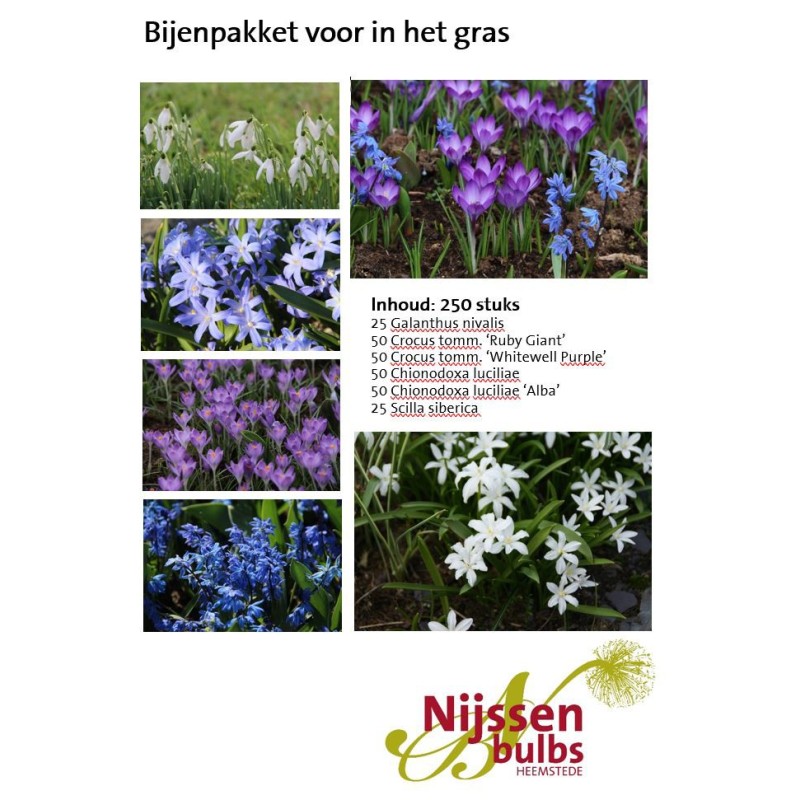 Bijenpakket voor in het gras - 250 stuks. Bijenpakket voor in het gras - 250 stuks.