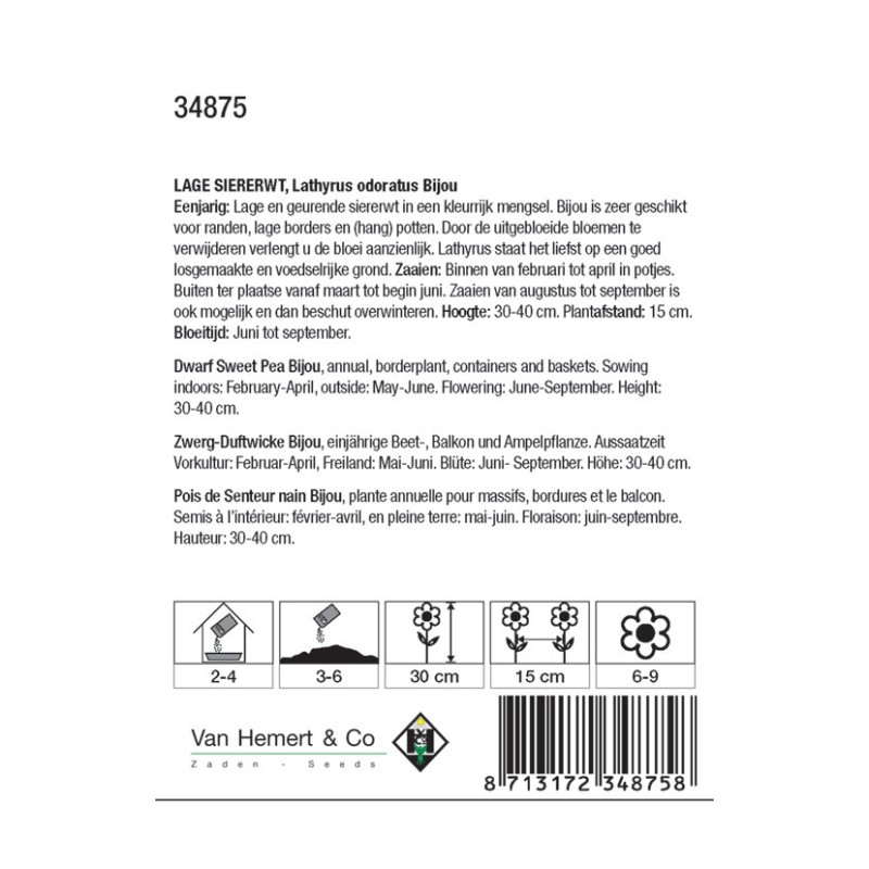 Lathyrus odoratus 'Bijou' -zaden-