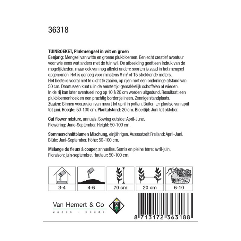 Tuinboeket in wit en groen -zaden- Tuinboeket in wit en groen -zaden-