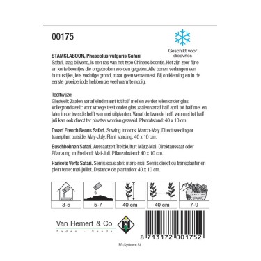 Stamslaboon, Phaseolus vulgaris 'Safari', 30 gr. -zaden- Stamslaboon, Phaseolus vulgaris 'Safari', 30 gr. -zaden-