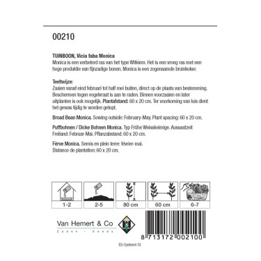 Tuinboon, Vica faba 'Monica', 60 gr. -zaden- Tuinboon, Vica faba 'Monica', 60 gr. -zaden-