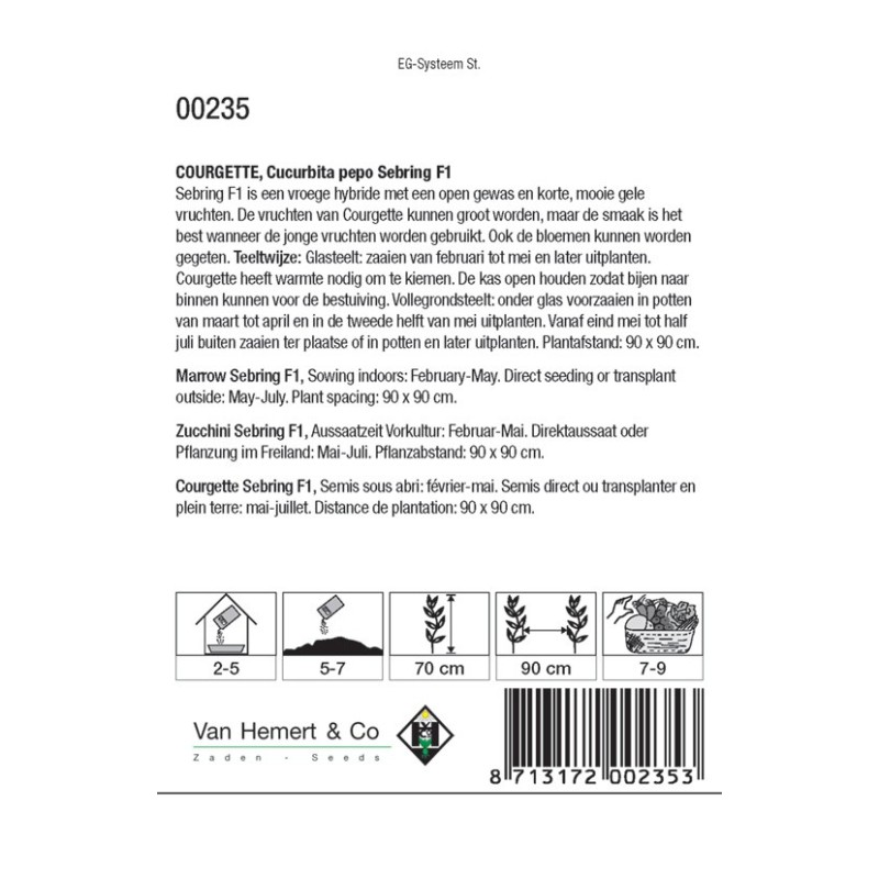 Courgette, Cucurbita pepo 'Yellowstar F1' -zaden- Courgette, Cucurbita pepo 'Yellowstar F1' -zaden-