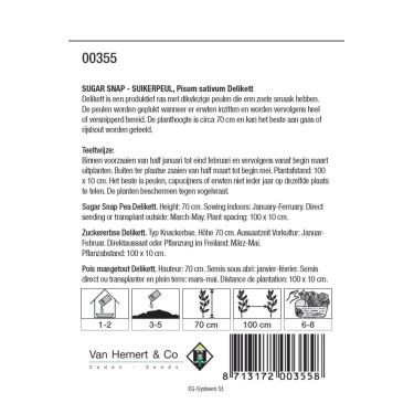 Sugar snap, Pisum sativum 'Delikett', 50 gr. -zaden-
