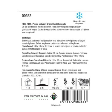 Rijspeul, Pisum sativum 'Grijze Roodbloeiende', 50 gr. -zaden- Rijspeul, Pisum sativum 'Grijze Roodbloeiende', 50 gr. -zaden-