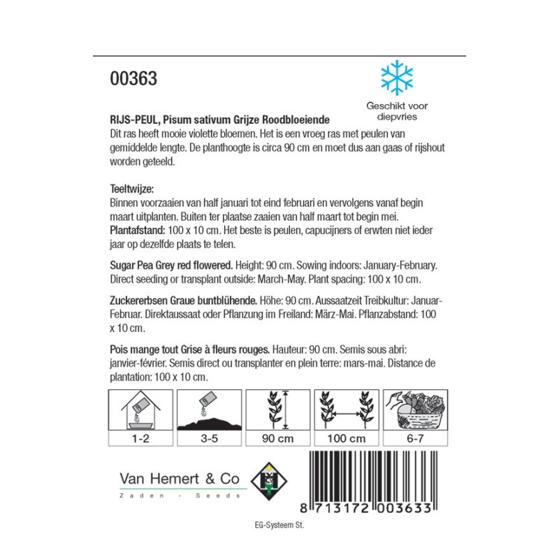 Rijspeul, Pisum sativum 'Grijze Roodbloeiende', 50 gr. -zaden- Rijspeul, Pisum sativum 'Grijze Roodbloeiende', 50 gr. -zaden-