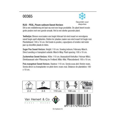 Rijspeul, Pisum sativum 'Sweet Horizon', 50 gr. -zaden- Rijspeul, Pisum sativum 'Sweet Horizon', 50 gr. -zaden-