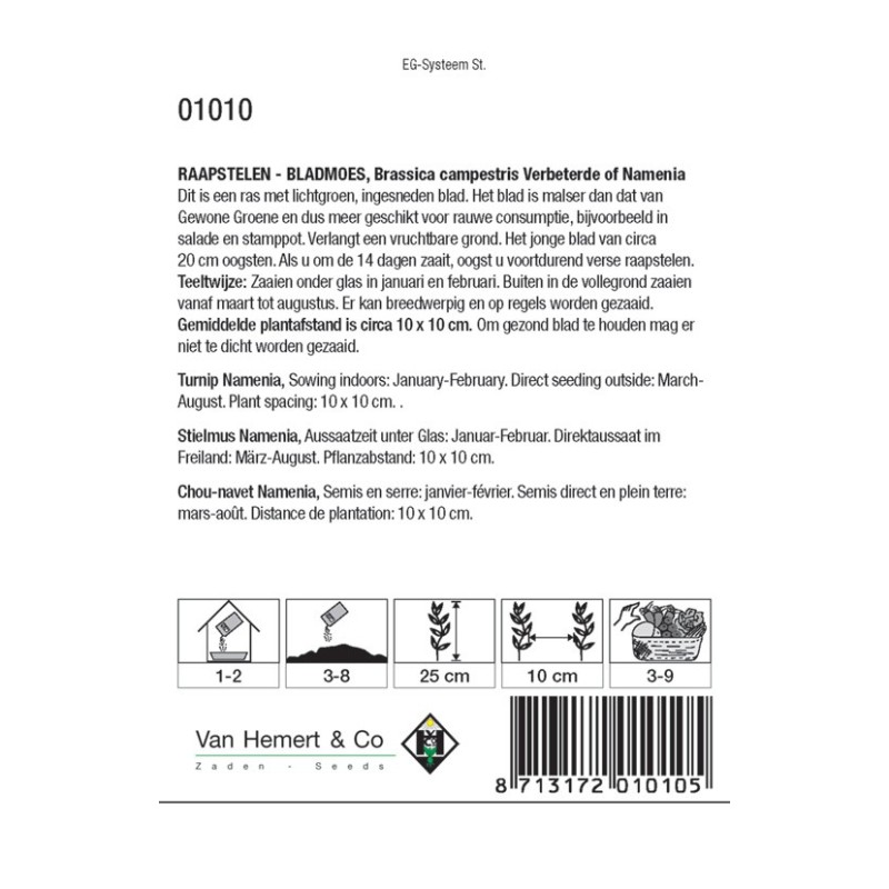 Raapstelen - Bladmoes, Brassica campestris 'Verbeterde of Namenia' -zaden- Raapstelen - Bladmoes, Brassica campestris 'Verbeterde of Namenia' -zaden-