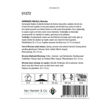 Snijsla gemengd, Lactuca sativa 'Mesclun' -zaden-