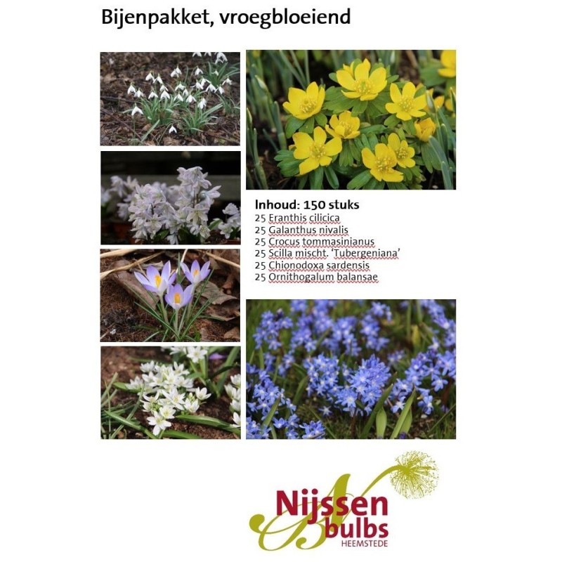 Bijenpakket, vroeg bloeiend 150 stuks Bijenpakket, vroeg bloeiend 150 stuks