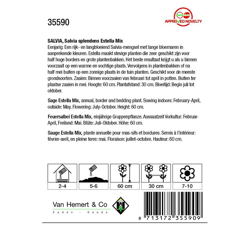 Salvia splendens 'Estella Mix' -zaden-